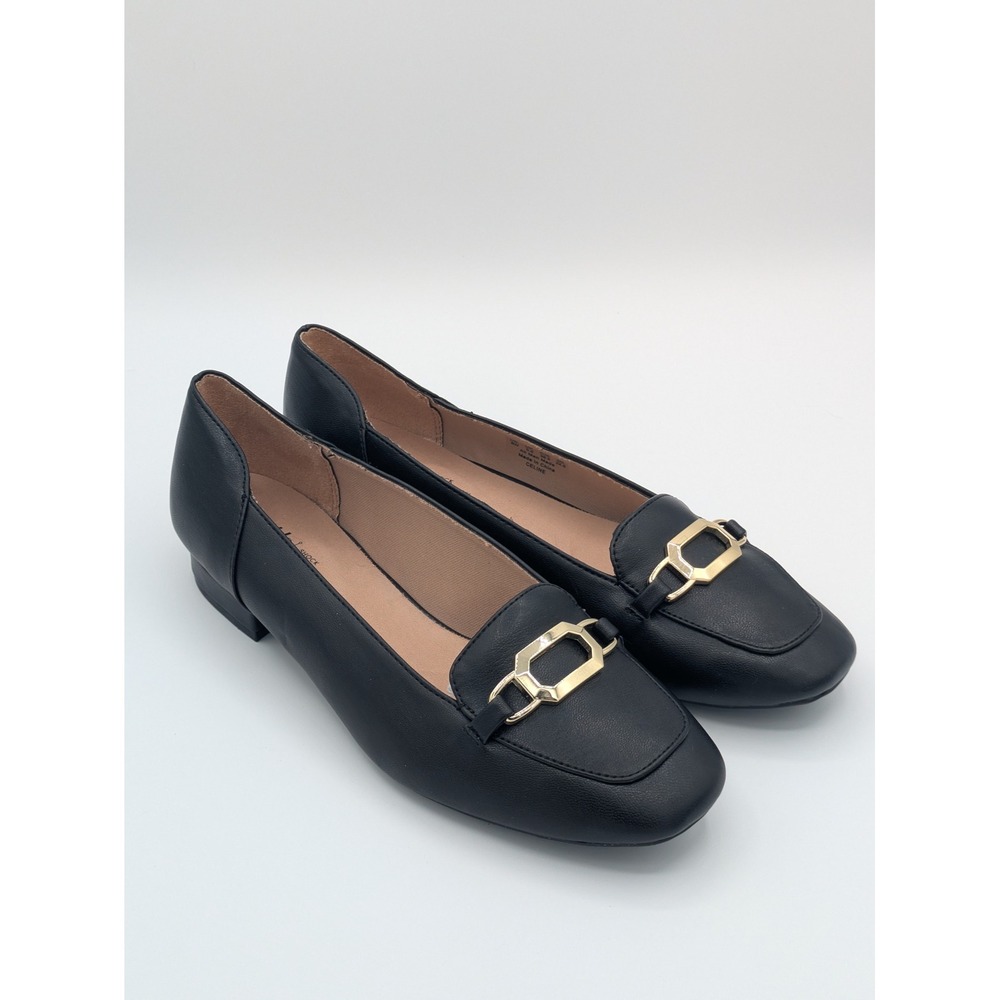 LifeStride Celine Loafers 8W
Black Gold Bit Soft System Vegan Professional Shoes